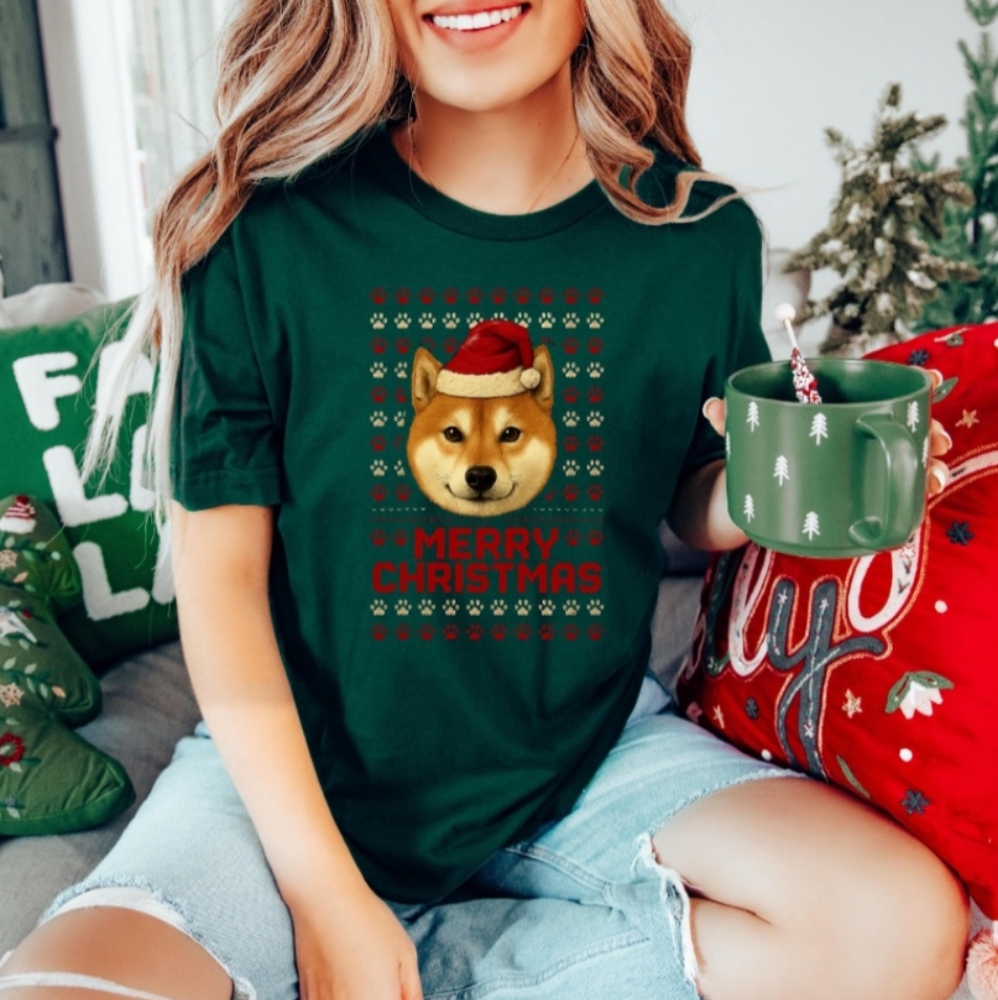 Green Merry Christmas Dog T-Shirt